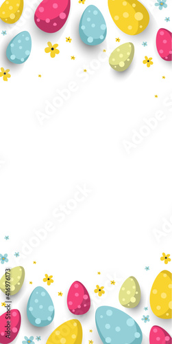 Easter eggs. Template design for easter banner, poster, flyer, greeting card, invitation. Place your text here. Background for your text. Vector illustration EPS10