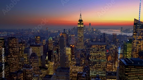Panoramic view on Manhattan at dusk, New York City.