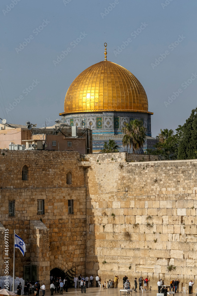 Western wall and Dome of the Rock, Jerusalem. Israel. 31.01.2019