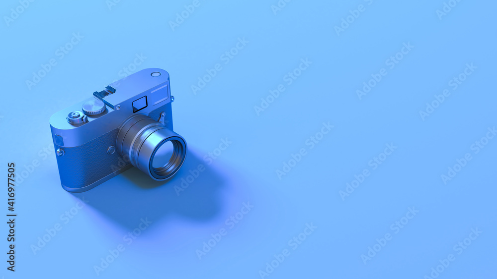photo camera in blue neon lighting close up photo camera in blue neon lighting close up