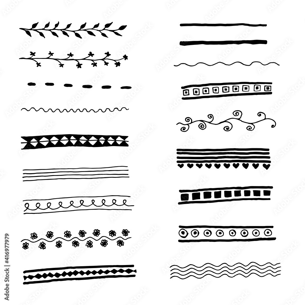 Obraz premium set of 18 brushes with decorative patterns