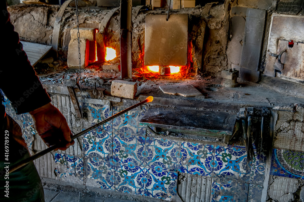 Ceramic potery and glass blowing factory in Hebron, West Bank, Palestine. 08.04.2018