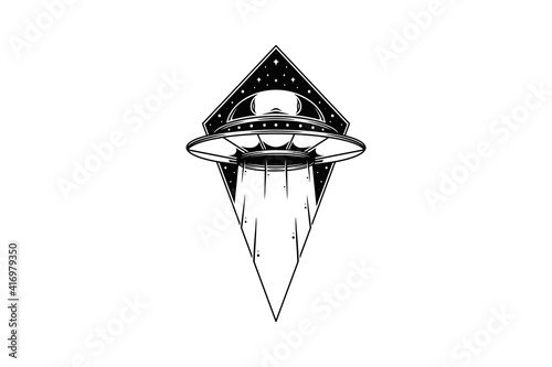 Ufo Abduction Vector Art Illustration