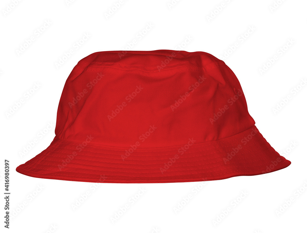 Visualize your design ideas easily with this Amazing Bucket Hat Mockup In  Fiery Red Color, simple to apply for your amazing artwork. Stock Photo