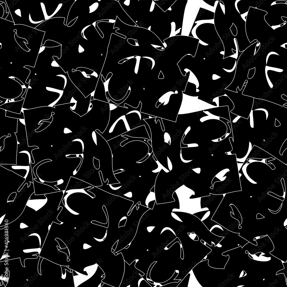 Obraz premium Seamless black and white abstract pattern. Grunge background monochrome repeating