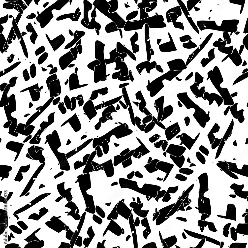 Seamless black and white abstract pattern. Grunge background monochrome repeating
