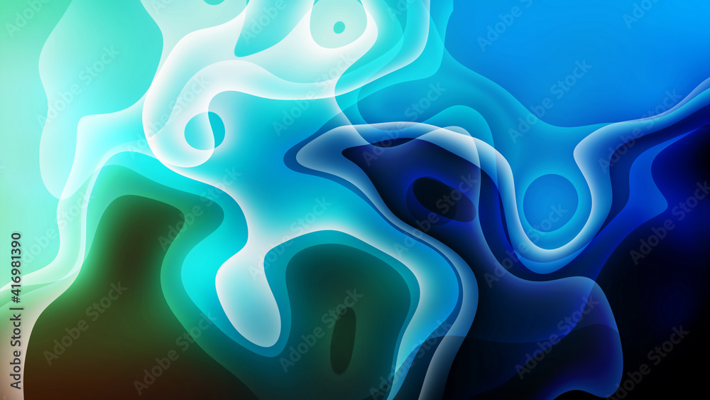 beautiful abstract blue background chaotically changing turbulent swirls