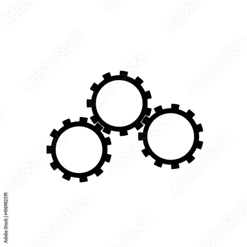 Three black gears icon isolated on white background. Settings symbol for your interface. Simple ilustration. Vector EPS 10