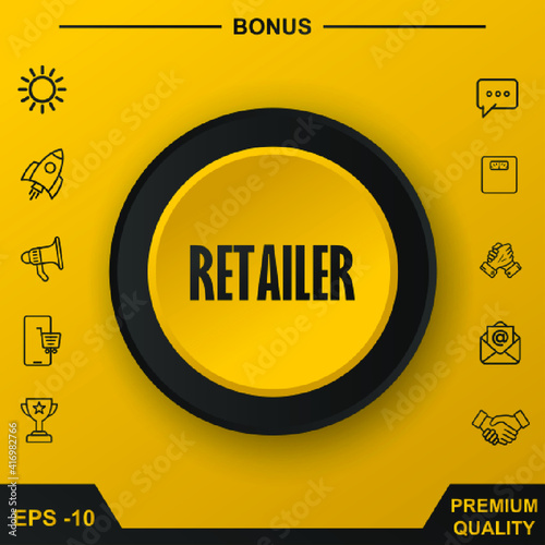 RETAILER ICON. YELLOW ROUND BUTTON.