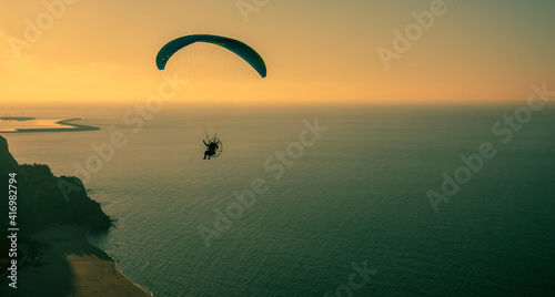 aerial photographer sati Özdemir takes pictures of the coast with a paramotor on the Black Sea coast. © satiozdemir