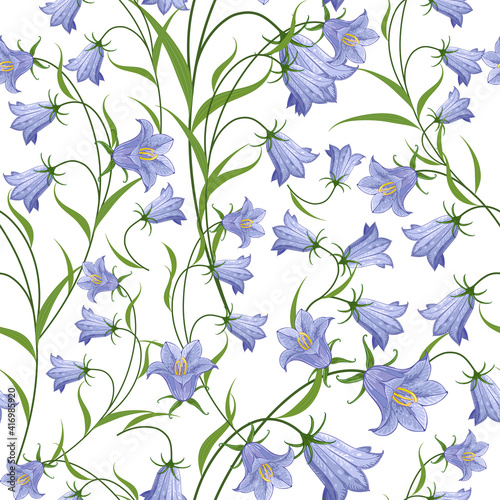 Wildflowers on a white background. Seamless background.