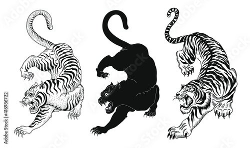 design elements of tiger vector illustrations