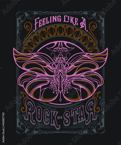 art nouveau fake rock band poster illustration