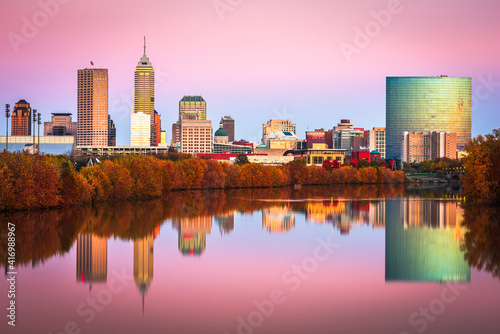 Indianapolis  Indiana  USA skyline on the White River