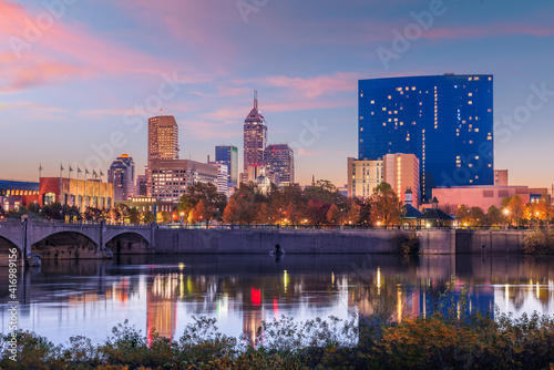 Indianapolis  Indiana  USA skyline on the White River