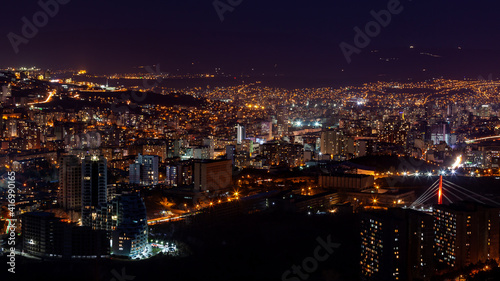 Architecture On Background Of Urban Night Cityscape  Tbilisi