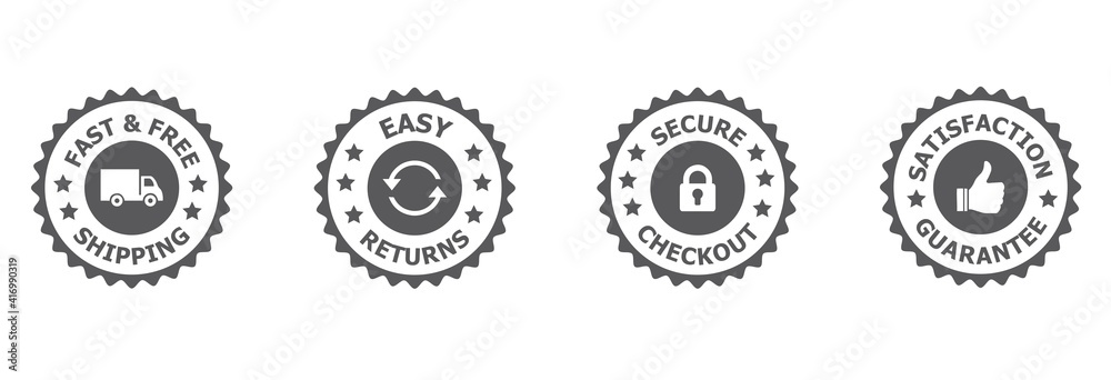 Money back guarantee, Free Shipping Trust Badges ,Trust Badges, secure checkout, easy returns