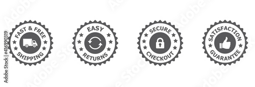 Money back guarantee, Free Shipping Trust Badges ,Trust Badges, secure checkout, easy returns
