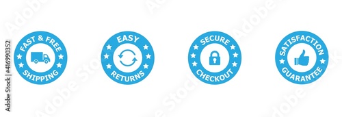 Money back guarantee, Free Shipping Trust Badges ,Trust Badges, secure checkout, easy returns