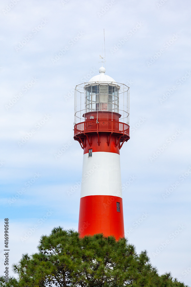 Lighthouse on the Black Sea, Georgia, Poti. Red and white