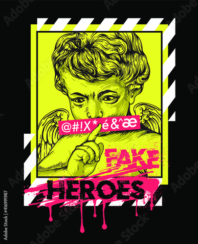 Fake Heroes Cupid illustration poster design