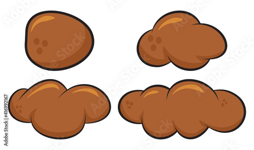 Poo, poop faeces set. Human or animal stool set. Vector cartoon illustration isolated on white. background.
