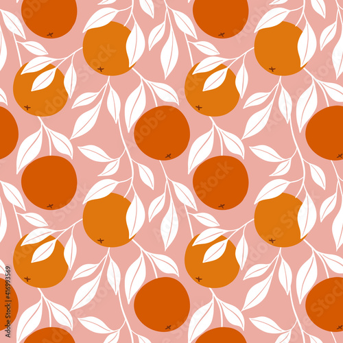 Orange colorful seamless pattern. Vector orange pattern. Citrus fruit background. Perfect for textile manufacturing wallpaper posters etc. Vector illustration. 