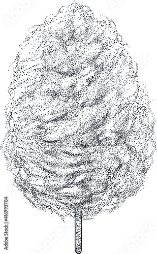 Cotton candy illustration, drawing, engraving, ink, line art, vector