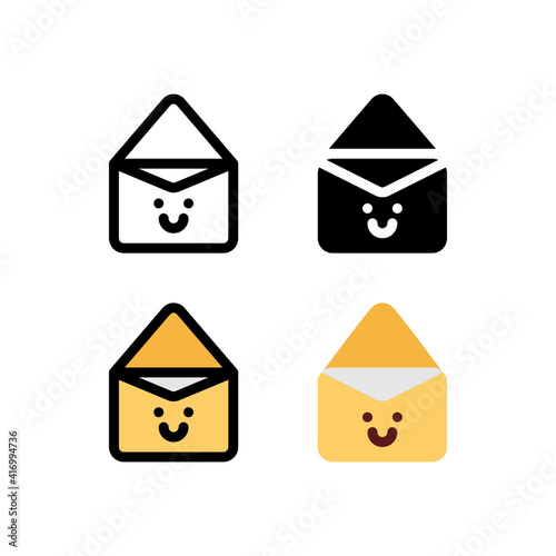 open to read or accept email character Icon, Logo, and illustration