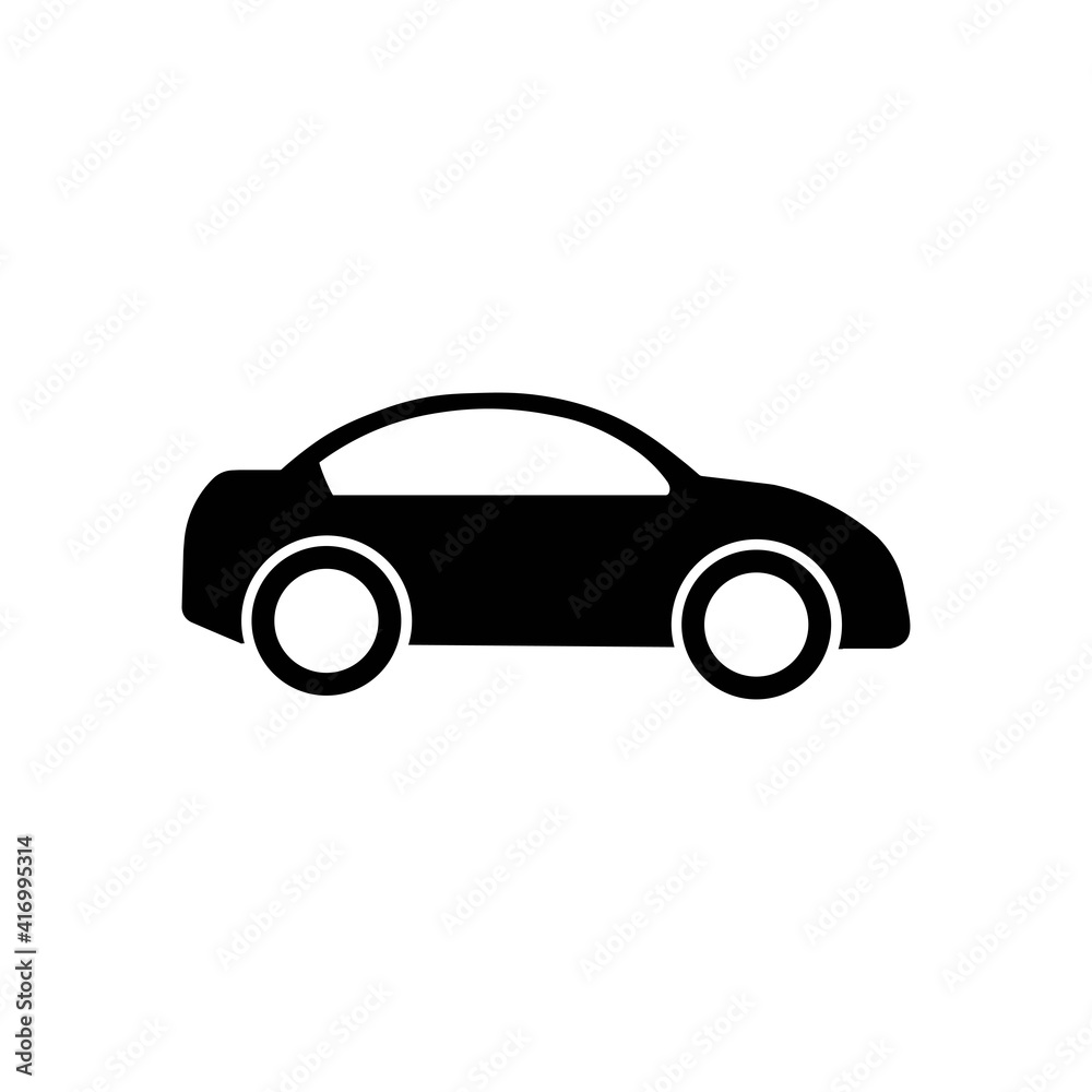 Car flat line icon on white background. Side, vehicle, automobile sign. Transport concept. Trendy flat outline design illustration, used for topics like logo, travel, traffic, app, web. Vector EPS 10