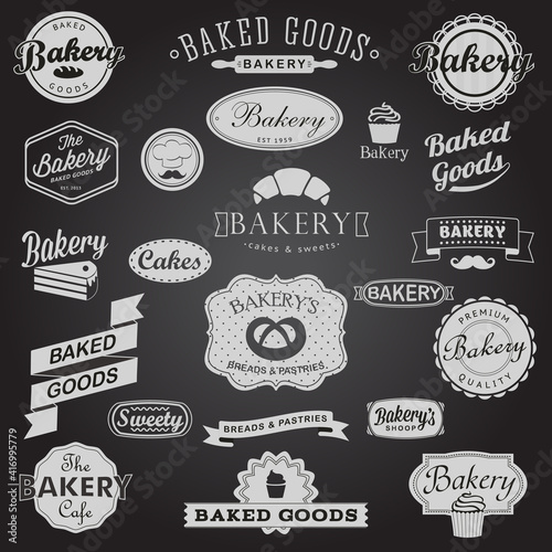 Set Vintage Bakery Badges Labels Logo