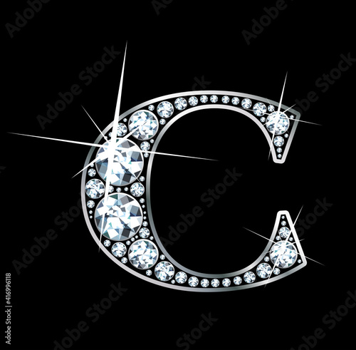 A stunning beautiful "C" set in diamonds and silver.

