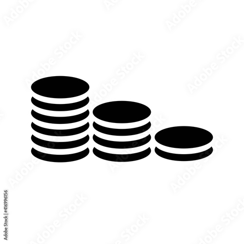 Dollar, cent coins stack diagram or graphic Icon isolated on white background. Line money symbol for business web site design, logo, app, UI. Sign illustration in flat style. Vector EPS 10