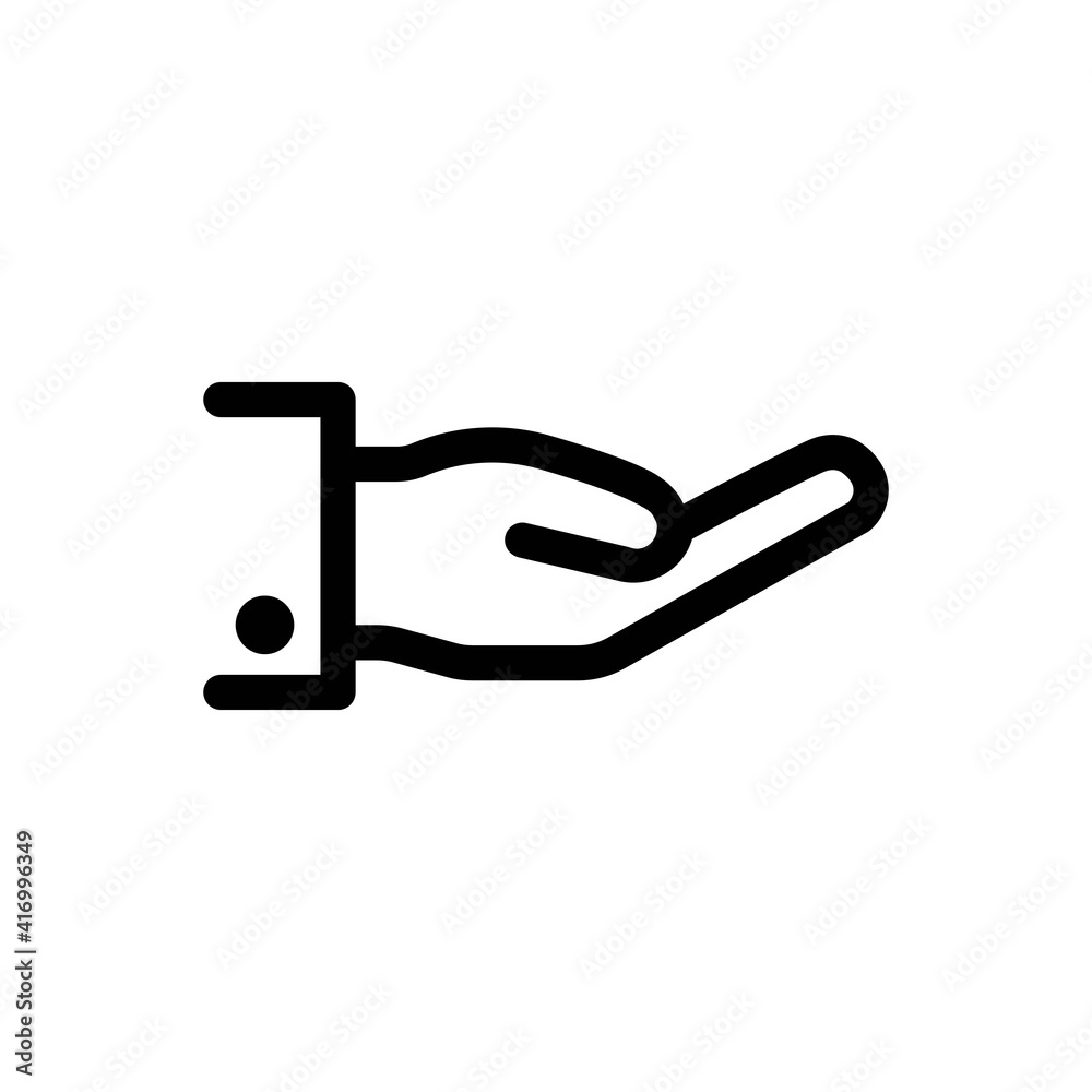 Human hand outstretched male palm flat line icon. Isolated illustration on white background. Image in simple style, for web, site, app, ui design. Vector EPS 10 Human hand outstretched male palm flat line icon. Isolated illustration on white background. Image in simple style, for web, site, app, ui design. Vector EPS 10