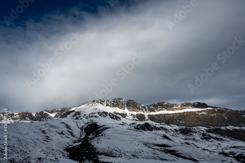 mountain landscape after snowfall in the Caucasus mountains 
