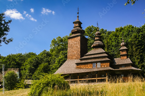 Old wooden church in the village photo