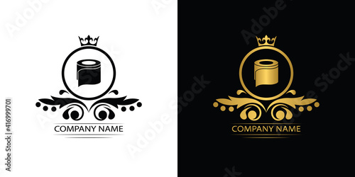 toliet paper logo template luxury royal vector company decorative emblem with crown	
