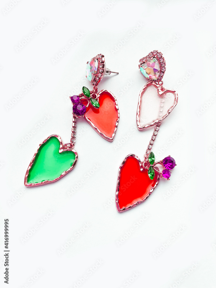 beautiful earrings in the form of hearts with crystal beautiful earrings in the form of hearts with crystal