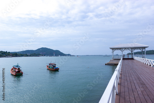 boat on the sea ,boat on the sea , Atsadang Bridge, Si Chang, Chon Buri, Thailand © chanin