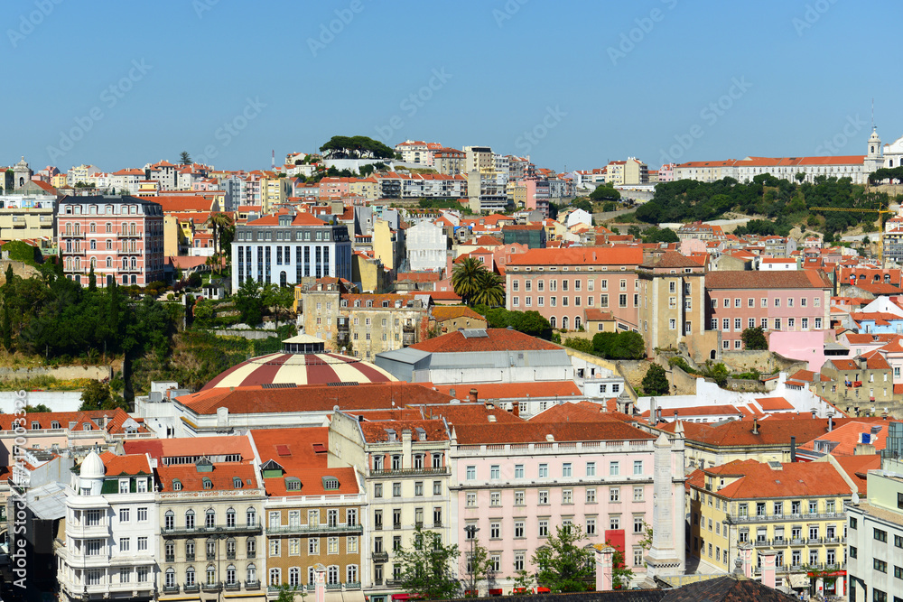 Baixa district of Lisbon, from Miradouro de Sao Pedro de Alcantara in city of Lisbon, Portugal. Baixa district of Lisbon, from Miradouro de Sao Pedro de Alcantara in city of Lisbon, Portugal.