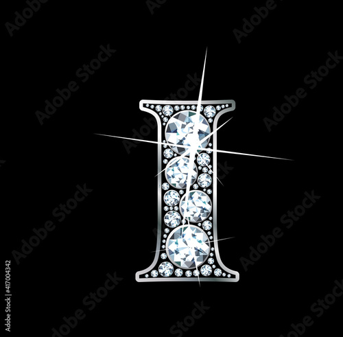 A stunning beautiful "I" set in diamonds and silver.