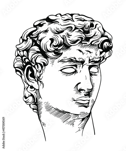 david statue hand drawn illustration 