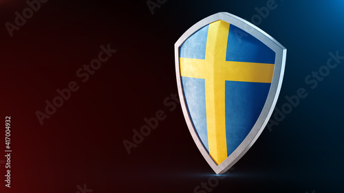 Steel armor painted as Sweden flag. Protection shield and safeguard concept. Safety badge. Security label and Defense sign. Force and strong symbol. Free Download Steel armor painted as Sweden flag. Protection shield and safeguard concept. Safety badge. Security label and Defense sign. Force and strong symbol. - GFXLoad