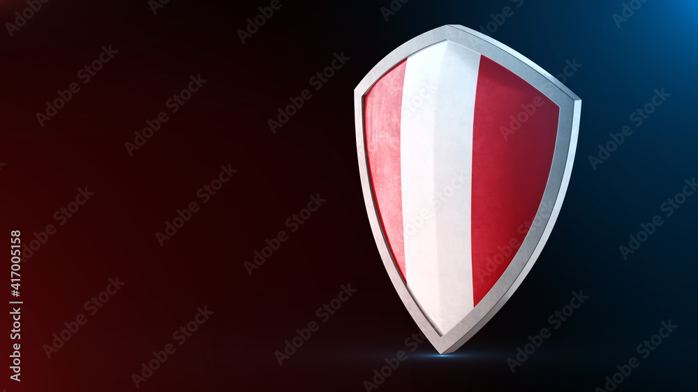 Steel armor painted as Peru flag. Protection shield and safeguard concept. Safety badge. Security label and Defense sign. Force and strong symbol. Steel armor painted as Peru flag. Protection shield and safeguard concept. Safety badge. Security label and Defense sign. Force and strong symbol.