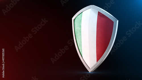 Free Download Steel armor painted as Italy flag. Protection shield and safeguard concept. Safety badge. Security label and Defense sign. Force and strong symbol. - GFXLoad