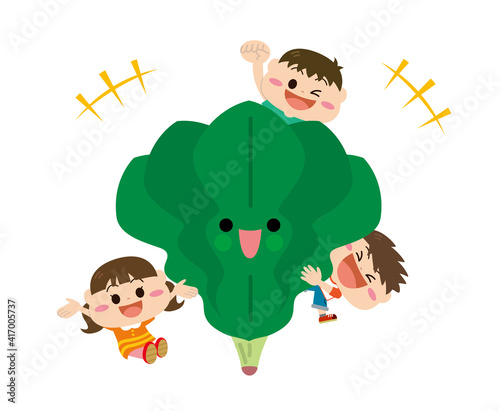 野菜/ほうれん草と子どもたち