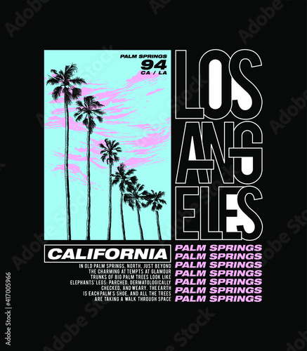 Los Angeles Palm spring poster art with palms and cloud illustration
