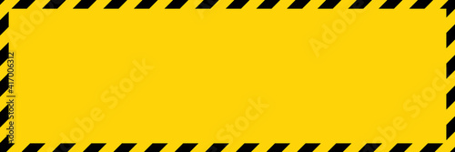 Black and yellow diagonal line striped. Blank vector illustration warning background. Hazard caution sign tape. Space for text