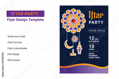 Ifter Party invitation flyer design. Ramadan flyer for ifter party and seminar. Iftar party celebration poster, banner, ftar banner or flyer design, ramadan flyer, ifter party  photo