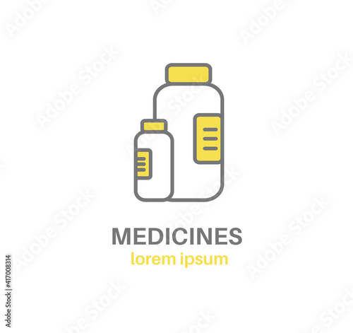 Icon. Medicine packaging. Large and small medicine bottle. Vector illustration. © GrandDesign